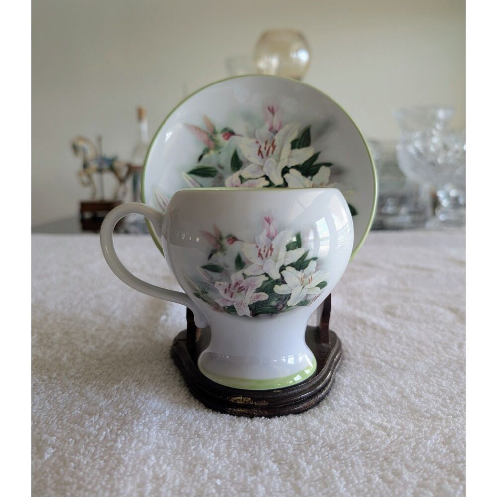 Teleflora Gift Hummingbird & Lilies Teacup Saucer Set Lena Liu Floral